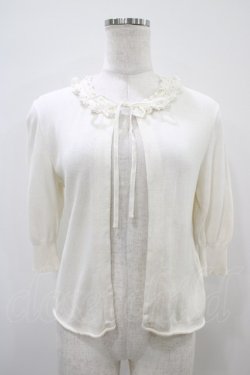 画像1: Jane Marple / はしごレースボレロカーディガン  オフ H-25-10-22-049-JM-TO-KB-ZH
