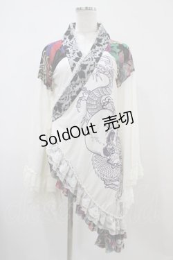 画像1: Qutie Frash / アシメ着物カーデ  白 H-25-10-22-053-QU-TO-KB-ZH