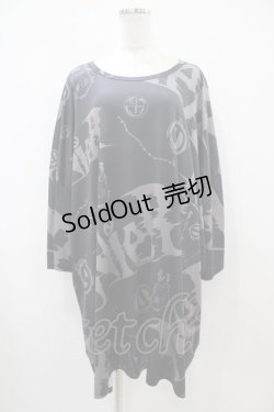 画像1: NieR Clothing / プリント半袖CUTSEW  ブラック H-25-10-22-055-PU-TO-KB-ZH