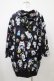 画像2: NieR Clothing / 総柄ZIP半袖パーカー  黒 H-25-10-22-056-PU-TO-KB-ZH (2)