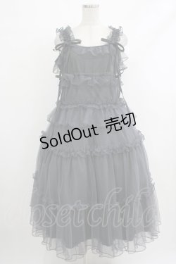画像1: merry jenny / チュールドロストロングワンピース  チャコール H-25-10-22-1001-LO-OP-KB-ZH