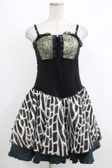 Qutie Frash / キャミワンピース  黒×緑 H-25-10-22-1032-QU-OP-KB-ZH