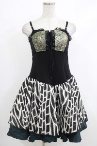 Qutie Frash / キャミワンピース  黒×緑 H-25-10-22-1032-QU-OP-KB-ZH