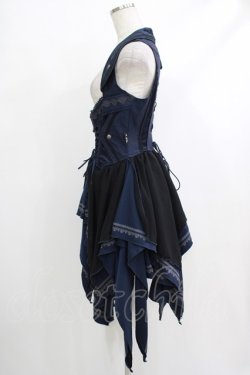 画像2: OZZ ANGELO / 薔薇刺繍ホルターベスト  紺 H-25-10-22-1034-OO-TO-KB-ZH