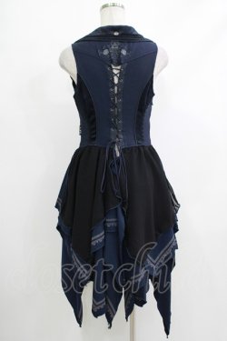 画像3: OZZ ANGELO / 薔薇刺繍ホルターベスト  紺 H-25-10-22-1034-OO-TO-KB-ZH