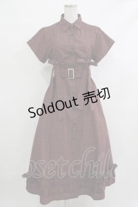 jouetie / ギャザーリボンシャツワンピース  レッド H-25-10-22-1006-EL-OP-KB-ZH