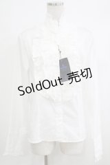 Moi-meme-Moitie / 貴公子フリルブラウス Man 白 H-25-10-22-1055-MO-BL-KB-ZH