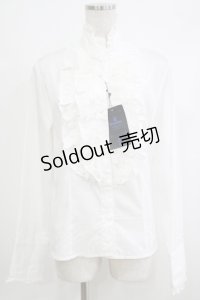 Moi-meme-Moitie / 貴公子フリルブラウス Man 白 H-25-10-22-1055-MO-BL-KB-ZH
