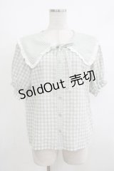 merry jenny / ギンガムリボンブラウス  グリーン H-25-10-22-1061-LO-BL-KB-ZH