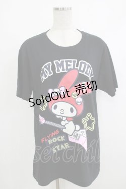 画像1: LISTEN FLAVOR / マイメロディのロックスターTシャツ LL ブラック H-25-10-22-1064-PU-TO-KB-ZH