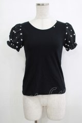 MILK / BebeハートパフTee  ブラック×オフ H-25-10-22-1068-ML-TO-KB-ZH