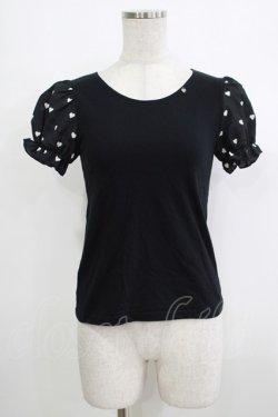 画像1: MILK / BebeハートパフTee  ブラック×オフ H-25-10-22-1068-ML-TO-KB-ZH