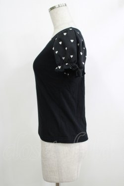 画像2: MILK / BebeハートパフTee  ブラック×オフ H-25-10-22-1068-ML-TO-KB-ZH