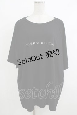 画像1: NieR Clothing / 刺繍COTTON CUTSEW  黒 H-25-10-22-1069-PU-TO-KB-ZT388