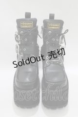 YOSUKE / 厚底レースアップブーツ 24.5cm 黒 H-25-10-22-1081-PU-SH-KB-ZH