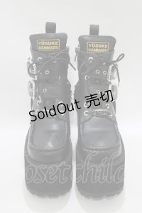 YOSUKE / 厚底レースアップブーツ 24.5cm 黒 H-25-10-22-1081-PU-SH-KB-ZH