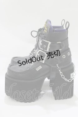 画像2: YOSUKE / 厚底レースアップブーツ 24.5cm 黒 H-25-10-22-1081-PU-SH-KB-ZH