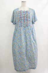 Jane Marple Dans Le Salon / Miles' Adventureフリルトリムドレス M スカイブルー×マンダリン H-25-10-22-1010-JM-OP-KB-ZT341