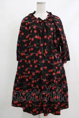 Jane Marple / Skipping cherriesチュニックドレス M 黒 H-25-10-22-1002-JM-OP-KB-ZT314