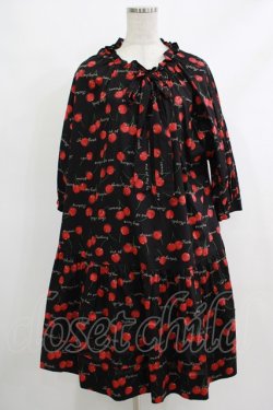画像1: Jane Marple / Skipping cherriesチュニックドレス M 黒 H-25-10-22-1002-JM-OP-KB-ZH