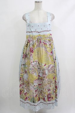 画像1: Jane Marple Dans Le Salon / La fete foraine apron dress M サックス H-25-10-22-1014-JM-OP-KB-ZH