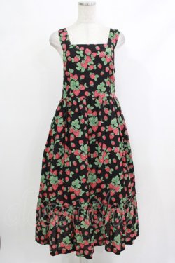 画像1: Jane Marple / Strawberry garden Strap dress M ブラック H-25-10-22-1016-JM-OP-KB-ZH