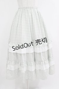 merry jenny / ギンガムレースフレアスカート  グリーン H-25-10-22-1003-LO-SK-KB-ZH