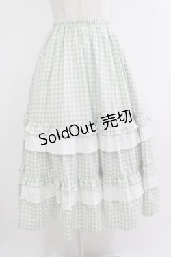 画像1: merry jenny / ギンガムレースフレアスカート  グリーン H-25-10-22-1003-LO-SK-KB-ZH