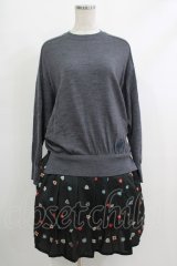 Jane Marple Dans Le Salon / Knit&Playing cards collaborationドレス M ミックスグレー×ブラック H-25-10-22-1027-JM-OP-KB-ZH