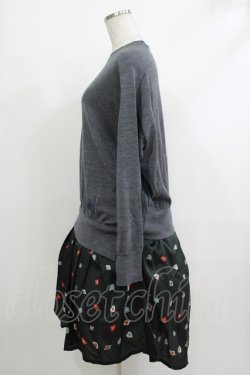 画像2: Jane Marple Dans Le Salon / Knit&Playing cards collaborationドレス M ミックスグレー×ブラック H-25-10-22-1027-JM-OP-KB-ZH