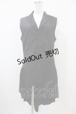 画像1: BPN FOR MEN / フィッシュテールロングベスト  黒 H-25-10-22-007-GO-TO-KB-ZH