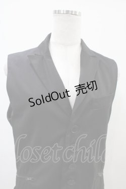 画像4: BPN FOR MEN / フィッシュテールロングベスト  黒 H-25-10-22-007-GO-TO-KB-ZH