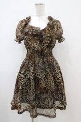 SEXY DYNAMITE LONDON / レオパードシャーリングワンピース  茶 H-25-10-22-014-PU-OP-KB-ZH