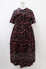 Jane Marple / Skipping cherriesのリボンドレス  ブラック H-25-10-22-017-JM-OP-KB-ZT061