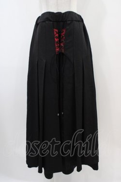 画像1: Qutie Frash / レイヤード風袴パンツ  黒×赤 H-25-10-22-003-QU-PA-KB-ZH