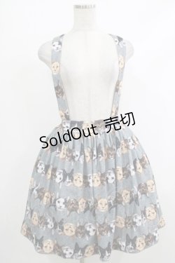 画像1: mmts / 猫ボーダーサス付きスカート  グレー H-25-10-23-1003-PU-SK-KB-ZH