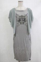 Rozen Kavalier / プリント刺繍カットソーワンピース  グレー H-25-10-23-1033-OO-OP-KB-ZT258