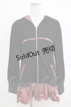 画像1: gouk / 和柄切替パーカー  黒 H-25-10-23-1045-GO-TO-KB-ZH