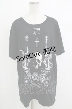 画像1: SEX POT ReVeNGe / プリント半袖カットソー  黒 H-25-10-23-1051-SP-TO-KB-ZH