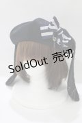 uf. / うさみみベレー  黒×黒×紺リボン H-25-10-23-1067-PU-BL-KB-ZH