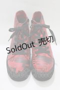 YOSUKE / 厚底レースアップブーツ S レッド H-25-10-23-1069-PU-SH-KB-ZH