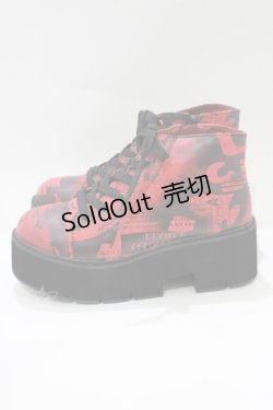画像2: YOSUKE / 厚底レースアップブーツ S レッド H-25-10-23-1069-PU-SH-KB-ZH