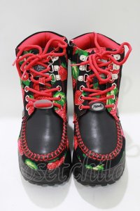 YOSUKE / 厚底レースアップブーツ S ブラックストロベリー H-25-10-23-1073-PU-SH-KB-ZH