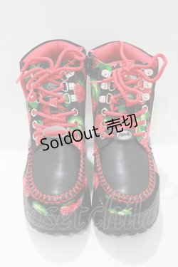 画像1: YOSUKE / 厚底レースアップブーツ S ブラックストロベリー H-25-10-23-1073-PU-SH-KB-ZH