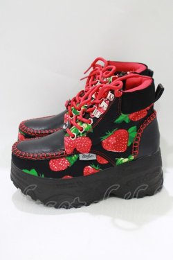 画像2: YOSUKE / 厚底レースアップブーツ S ブラックストロベリー H-25-10-23-1073-PU-SH-KB-ZH