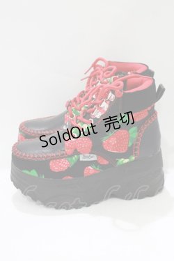 画像2: YOSUKE / 厚底レースアップブーツ S ブラックストロベリー H-25-10-23-1073-PU-SH-KB-ZH