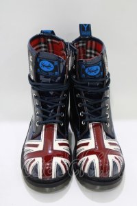 YOSUKE / レースアップユニオンジャックブーツ S ブラック×ネイビー×ボルドー H-25-10-23-1074-PU-SH-KB-ZH