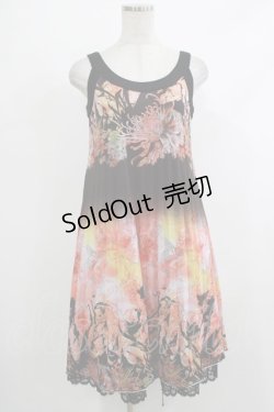 画像1: Ozz oneste / プリントプリーツノースリーブワンピース  黒 H-25-10-23-1012-OO-OP-KB-ZH