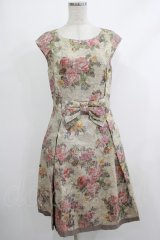 Jane Marple Dans Le Salon / フラワーブーケリネンドレス  ベージュ H-25-10-23-1013-JM-OP-KB-ZH