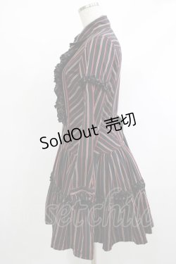 画像2: ALGONQUINS / ストライプフリルシャツワンピース F 黒 H-25-10-23-1014-AL-OP-KB-ZH